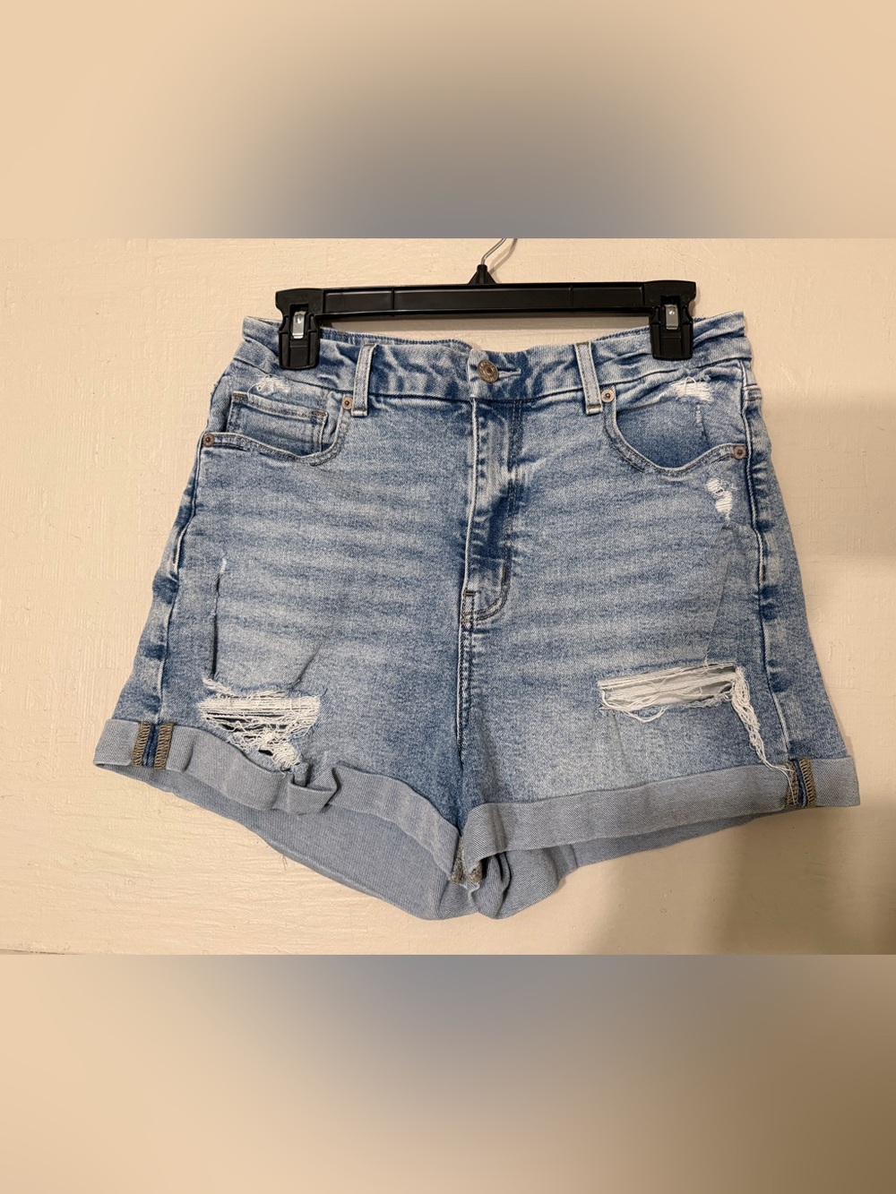 American Eagle Outfitters Light Blue Curvy Mom Denim Shorts